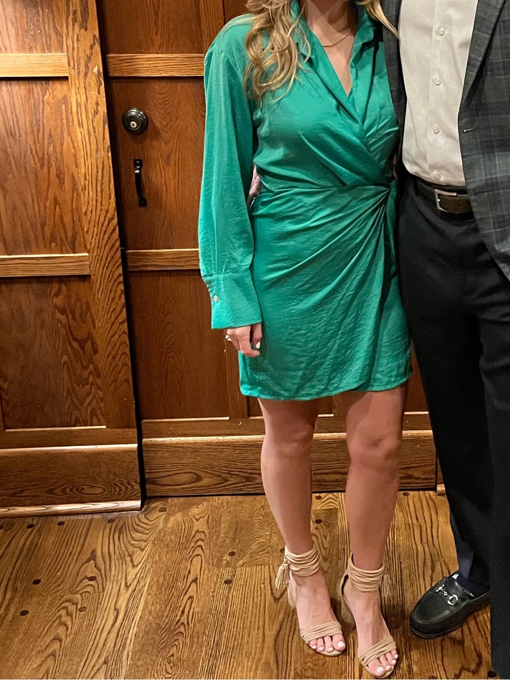 Kasia Emerald Tie-Front Long Sleeve Shirt Dress - Picture 6 of 6